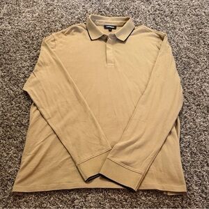 Express tan Long Sleeve Polo Shirt
